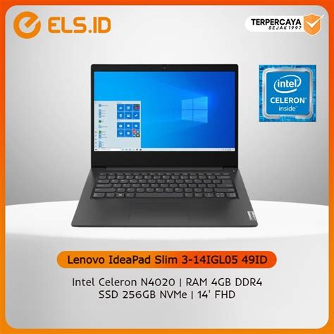 Jual Lenovo Ideapad Slim 3 14igl05 49id Black [celeron N4020 4gb 256gb W10 Ohs] Shopee Indonesia