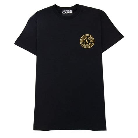 Versace Jeans Couture V Emblem T Shirt Black Gold Onu