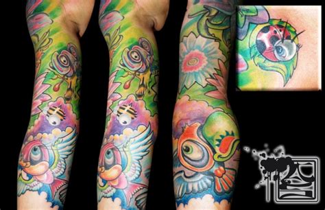 Colorful Nature Inspired Sleeve Tattoo Balinese Tattoo Miami