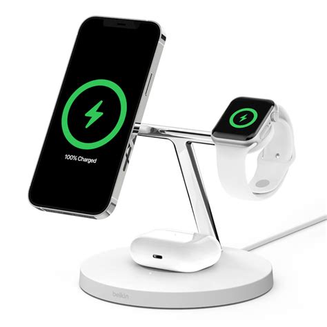 Беспроводная зарядка Belkin 3 in 1 Wireless Charger with MagSafe White ...