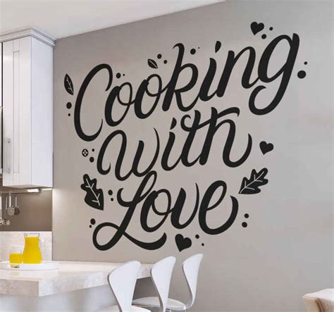 cooking with love kitchen quotes kitchen stickers - TenStickers