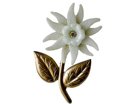 1950s Large White Plastic Rubber Gold Plated Metal & … - Gem