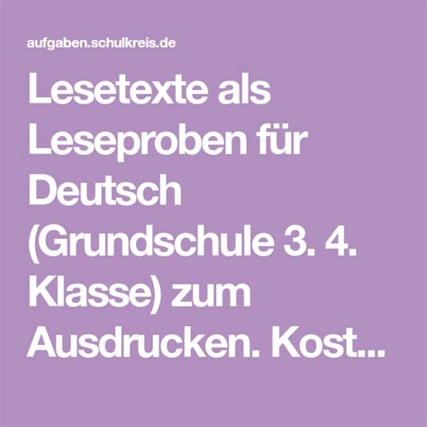 Leseprobe Lesetexte Klasse Zum Ausdrucken Sinnentnehmendes Lesen