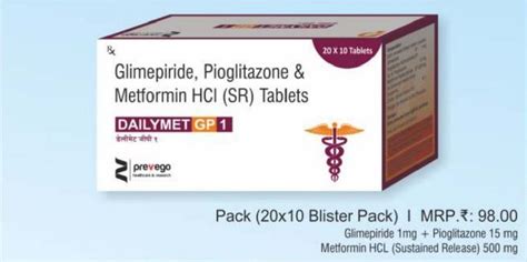 Glimepiride Pioglitazone And Metformin Hcl Sr Tablets At Rs Strip