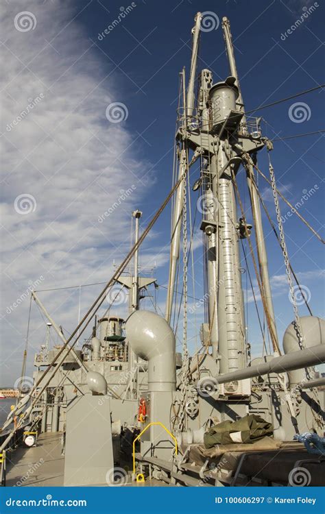 Deck With Boom And Mast On Liberty Ship Stock Image Image Of Merchant