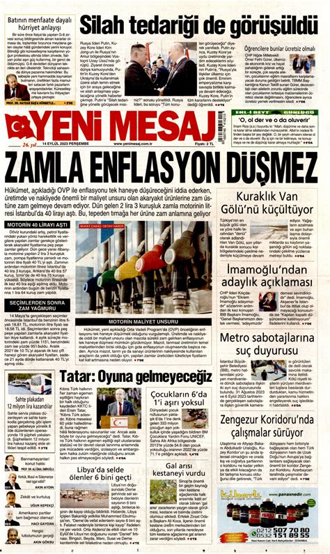 Yeni Mesaj Gazetesi Yeni Mesaj Man Et Oku Haberler Eyl L