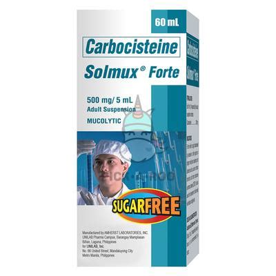 Solmux Forte Carbocisteine Sugarfree Mucolytic Adult Suspension Mg