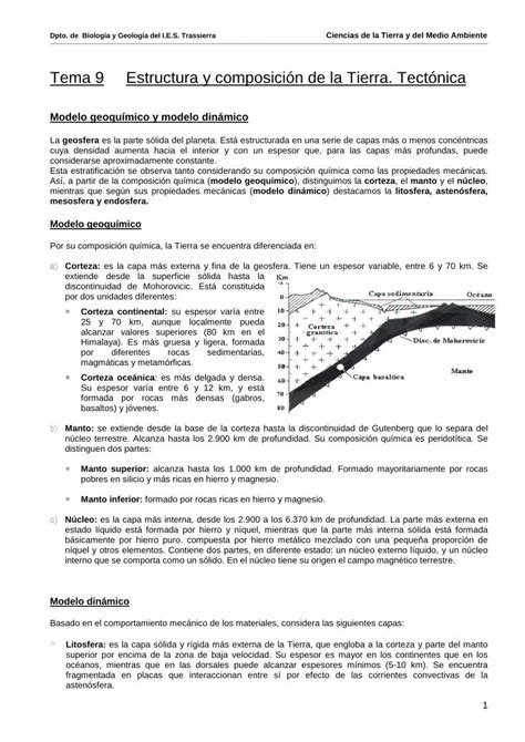 PDF Tema 9 Estructura y composición de la Tierra Tectónica PDF