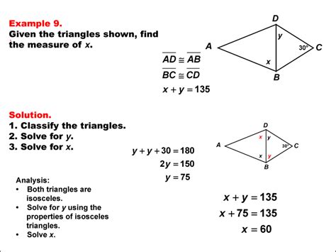 Math Example Solving Equations Solving Equations Using Triangle Properties Example 9 Media4math