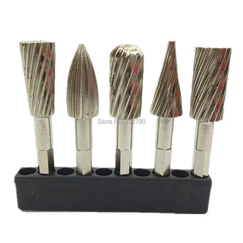 5pcs 1 4 Shank Rotary Burr Set Hss Rotary Rasp Files Rotary Tools For