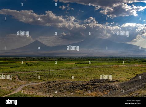 Panorama Of The Armenian Landscape And Mount Ararat Near The Turkish