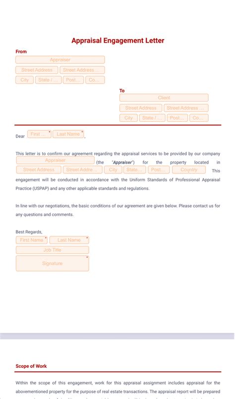 Appraisal Engagement Letter Sign Templates Jotform