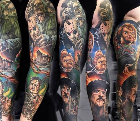 Horror Sleeve Tattoo By Sasha O Kharin Badass Tattoos Dope Tattoos