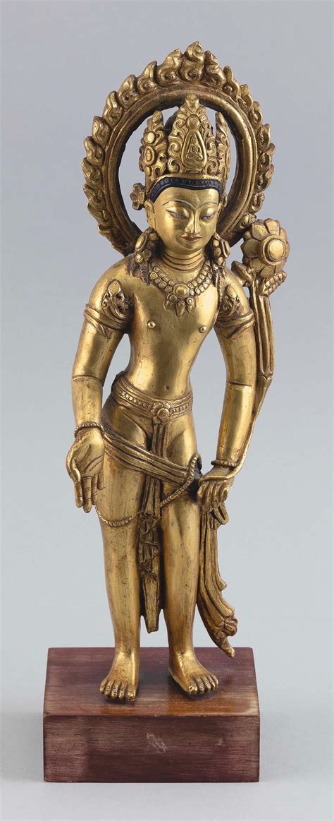 Lot TIBETAN GILT BRONZE FIGURE OF AVALOKITESHVARA PADMAPANI