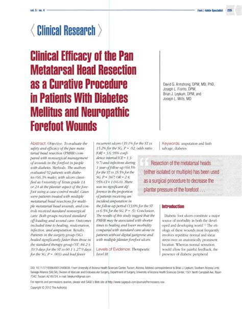 (PDF) Clinical Efficacy of the Pan Metatarsal Head Resection as a ...