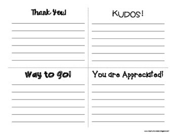 Printable Kudos Cards For Employees