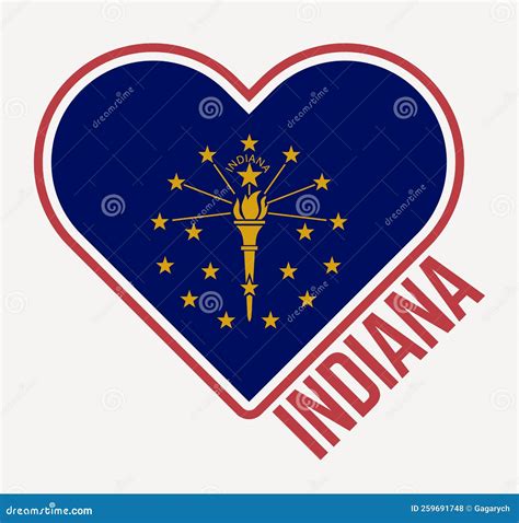 Indiana heart flag badge. stock vector. Illustration of american
