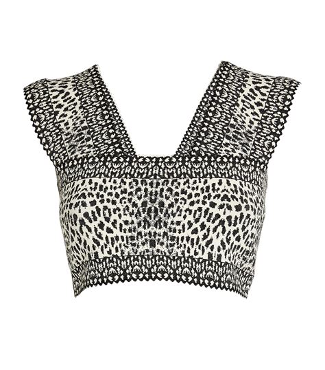 Alaïa white Lynx Crop Top Harrods UK