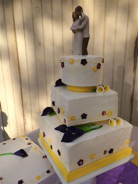 Wedding Cake Yellow And Purple Wedding Cakes Cake Purple