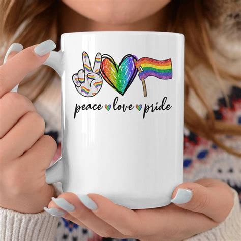 Paz Amor Orgullo Arco Iris Bandera Lgbt Gay Orgullo Taza de café Regaloses