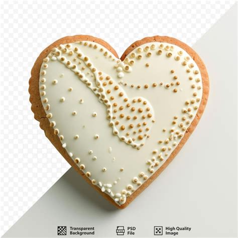 Galleta en forma de corazón con patrón de hielo real punteado sobre un