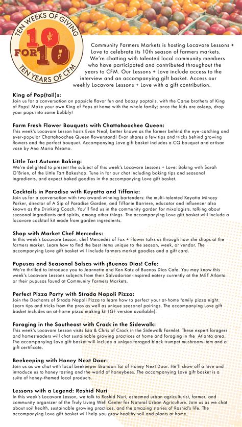 Th Anniversary One Pager Community Farmers Markets