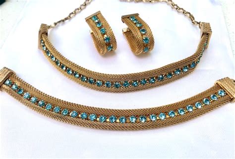 Vintage Sarah Coventry Jewellery Set Necklace Brace Gem