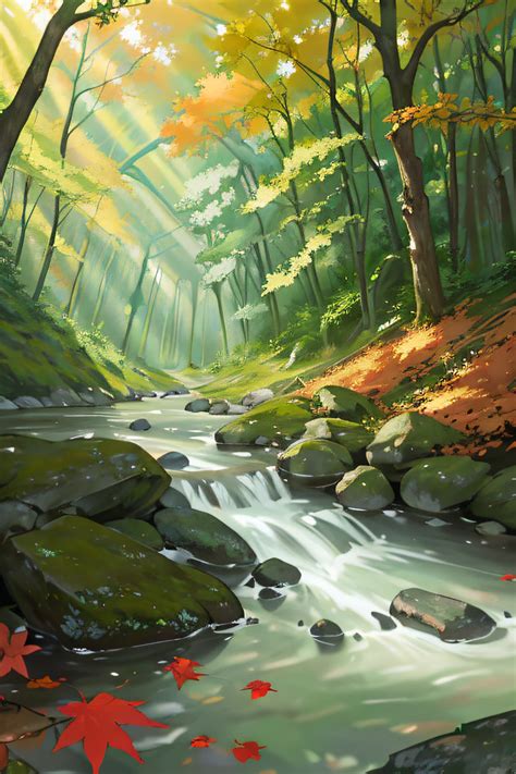 Forest Stream River Spirit Beautiful Light Leaves Natural Beauty Wonder