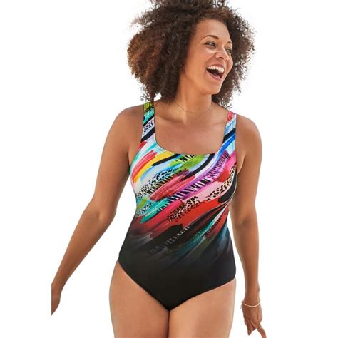 Swimsuits For All Womens Plus Size Tank One Piece Swimsuit 8 Multi