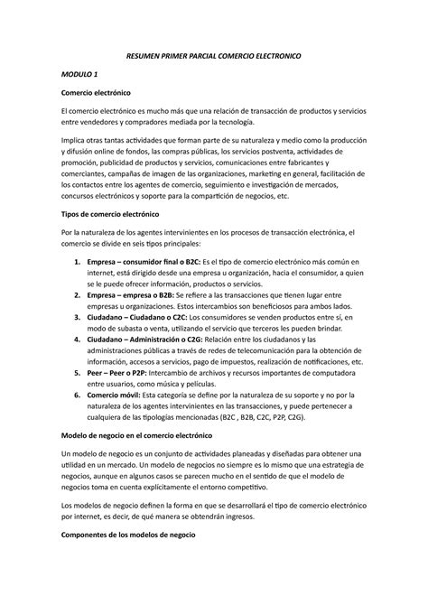 Resumen Primer Parcial Comercio Electronico Resumen Primer Parcial