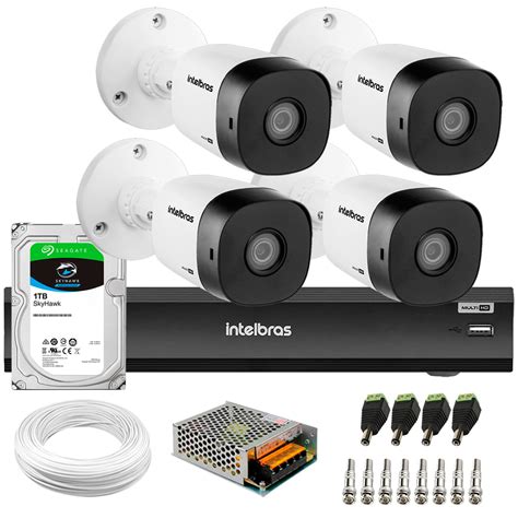 Kit 4 Câmeras de Segurança Full HD Intelbras VHD 1220 B G6 Gravador