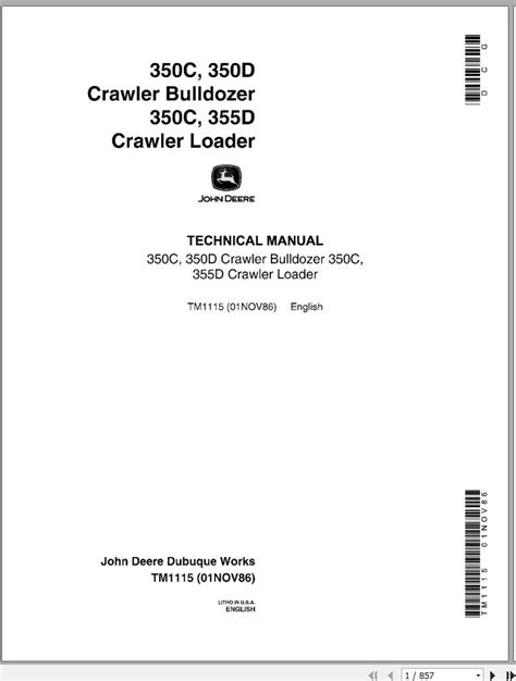 John Deere Crawler Bulldozer Loader C D D Technical Manual