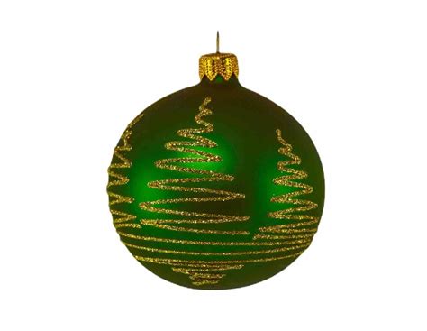 Boule De No L Vert Sapin Avec D Cor Sapin En Paillettes Dor Es Verre Soufl