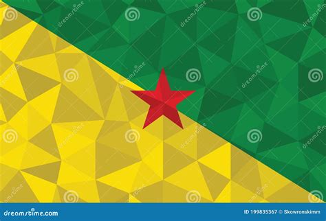 Low Poly French Guiana Flag Vector Illustration Triangular Guyanese