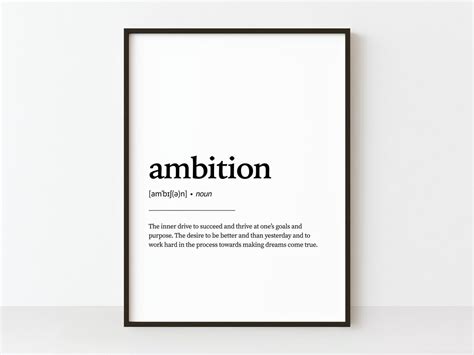 Ambition Definition Print Office Decor Printable Wall Art Etsy