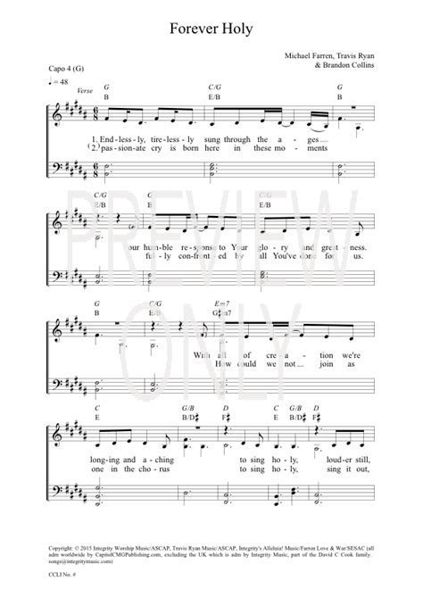 Forever Holy Lead Sheet, Lyrics, & Chords | Travis Ryan | WorshipHouse Media