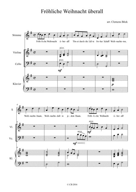 Fröhliche Weihnacht überall arr Clemens Boeck Sheet Music Unknown