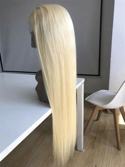 Long Silk Straight 613 Blonde Full Lace Wig Remy Human Hair