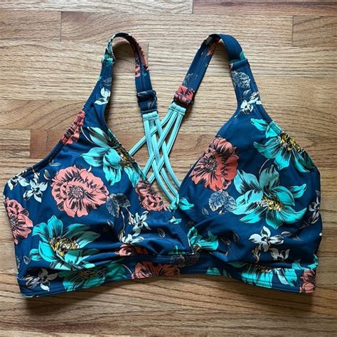 Prana Swim Prana Blue And Orange Bikini Top With Supportive Design