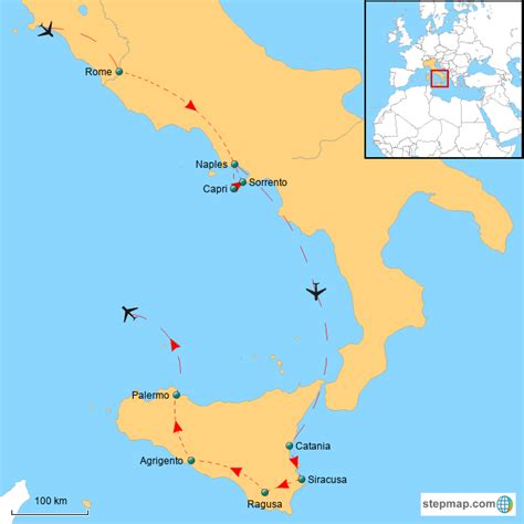 StepMap - Southern Italy - Landkarte für Italy