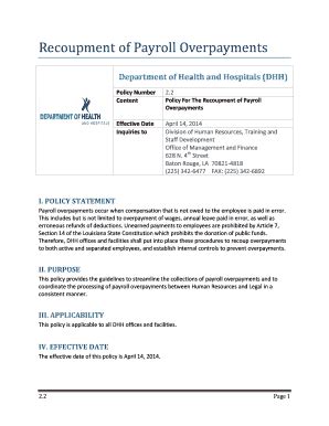 Fillable Online Recoupment Of Payroll Overpayments Fax Email Print