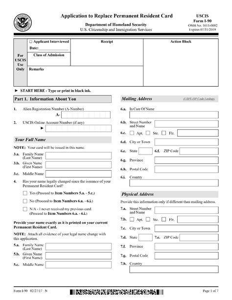 Form I-90. Application to Replace Permanent Resident Card (Green Card ...