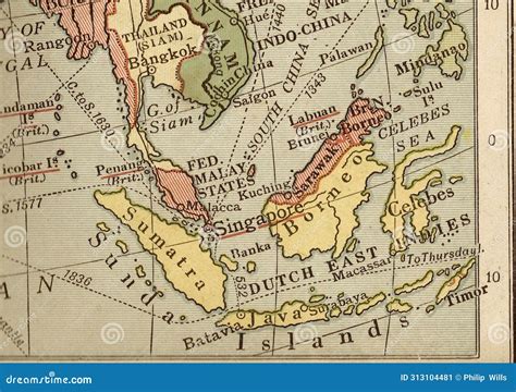 vintage political map   dutch east indies  sepia stock