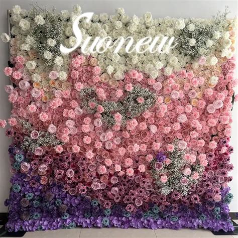 SN FW06 Burgundy Flower Wall Backdrop 8ft X 8ft Artificial Cloth Roll