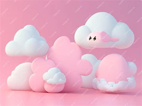 Playful Skies Representación 3d De Formas De Nubes De Dibujos Animados En Varias Formas Foto