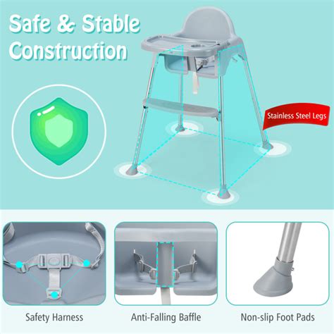 4-in-1 Convertible Baby High Chair with Removable Double Tray - Costway