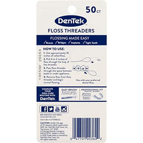 DenTek Floss Threaders | For Braces, Bridges, and Implants | 50 Count ...