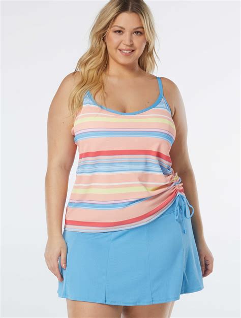 Beach House Swim Plus Size Bridget Shirred Side Underwire Tankini Top Parade Stripe