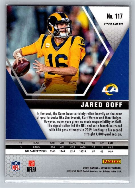 Panini Mosaic Jared Goff Prizm Reactive Orange Ebay