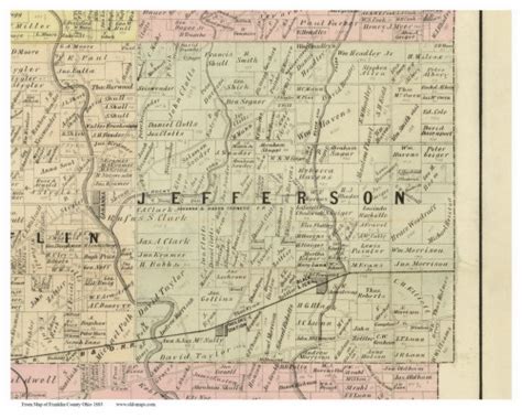 Jefferson Ohio 1883 Old Town Map Custom Print Franklin Co Old Maps